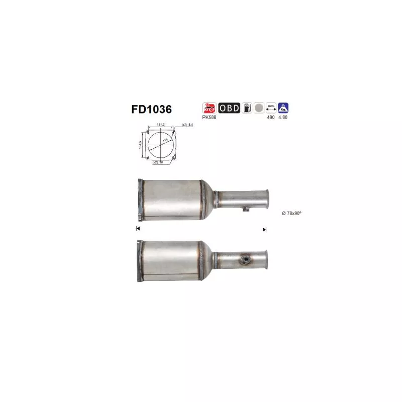 Filtre à particules / à suie, échappement AS FD1036