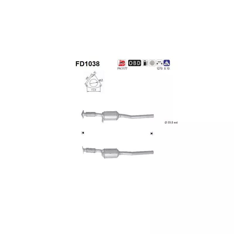 Filtre à particules / à suie, échappement AS FD1038