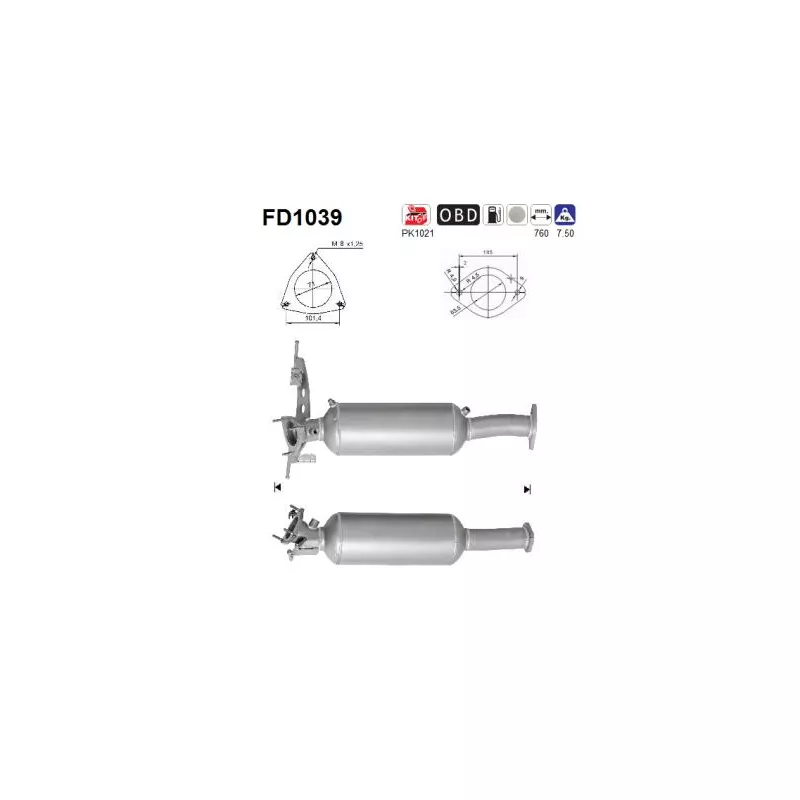 Filtre à particules / à suie, échappement AS FD1039