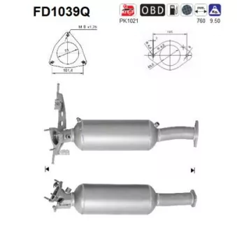 Filtre à particules / à suie, échappement AS FD1039Q
