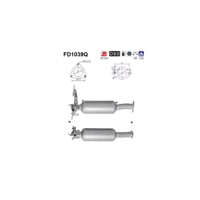 Filtre à particules / à suie, échappement AS FD1039Q