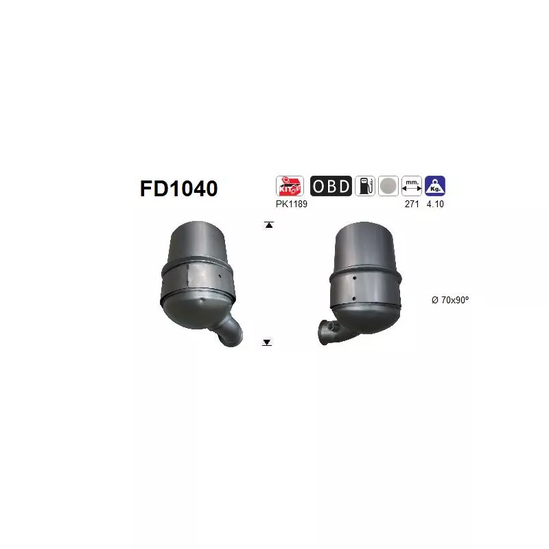Filtre à particules / à suie, échappement AS FD1040