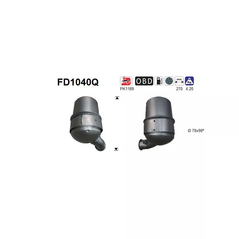 Filtre à particules / à suie, échappement AS FD1040Q