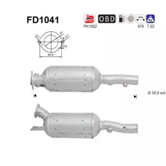 Filtre à particules / à suie, échappement AS FD1041
