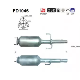 Filtre à particules / à suie, échappement AS FD1046