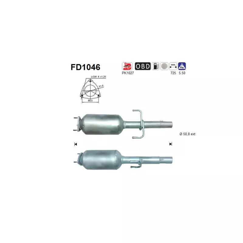 Filtre à particules / à suie, échappement AS FD1046