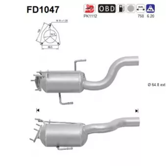 Filtre à particules / à suie, échappement AS FD1047