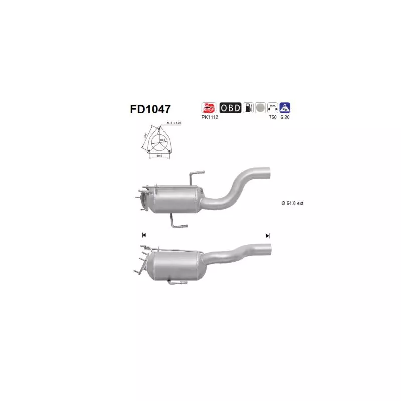 Filtre à particules / à suie, échappement AS FD1047
