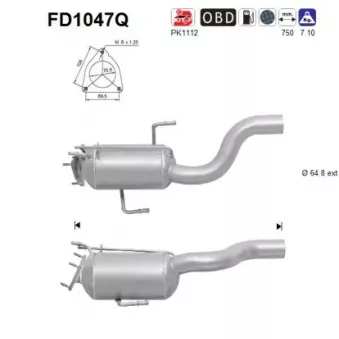 Filtre à particules / à suie, échappement AS FD1047Q