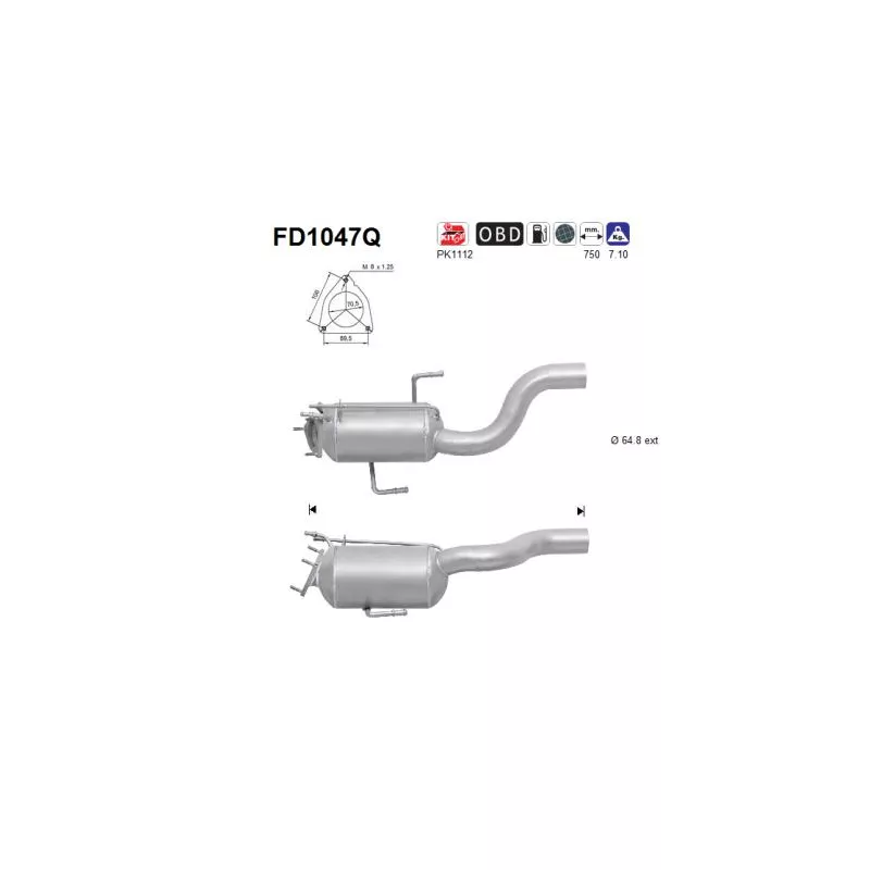 Filtre à particules / à suie, échappement AS FD1047Q