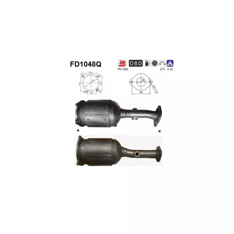 Filtre à particules / à suie, échappement AS FD1048Q