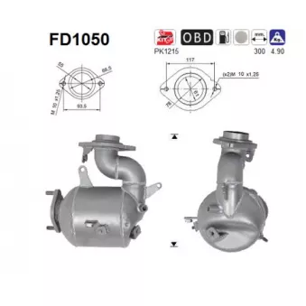 Filtre à particules / à suie, échappement AS FD1050