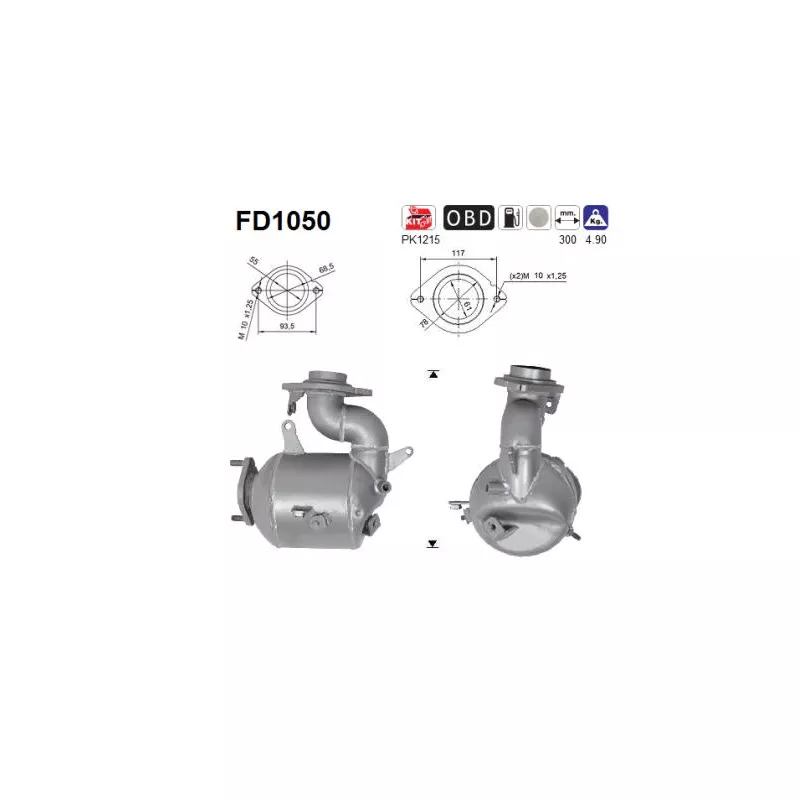 Filtre à particules / à suie, échappement AS FD1050