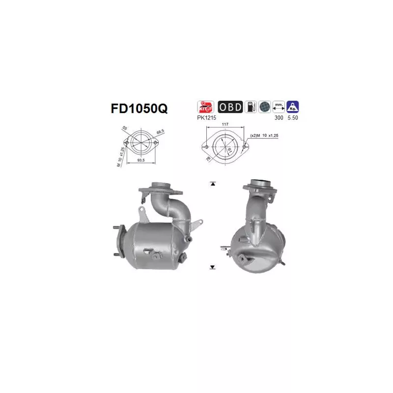 Filtre à particules / à suie, échappement AS FD1050Q