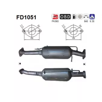 Filtre à particules / à suie, échappement AS