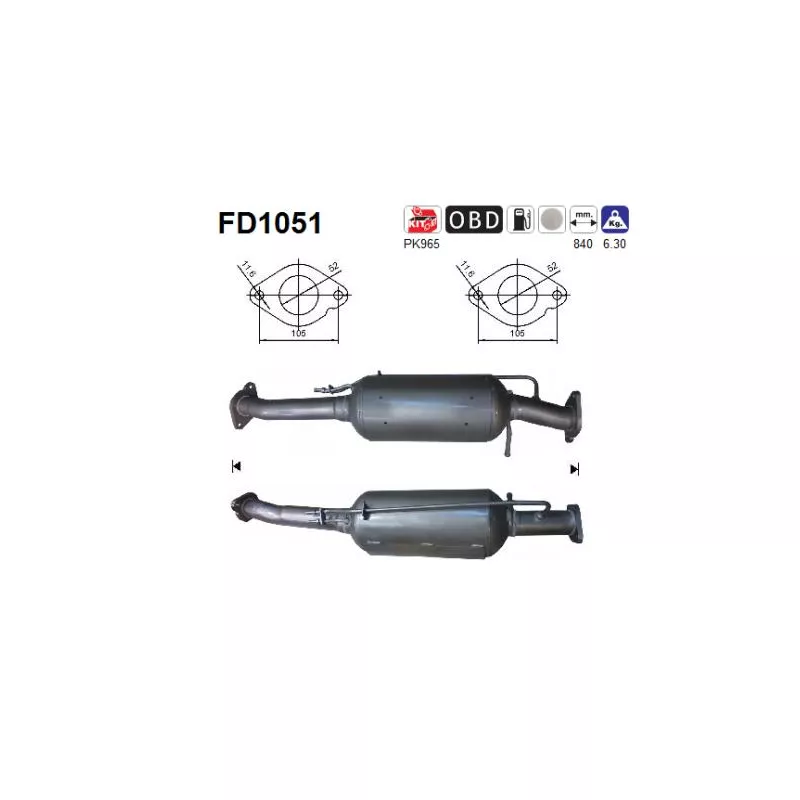 Filtre à particules / à suie, échappement AS FD1051