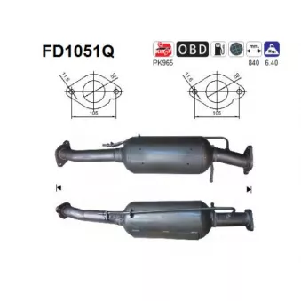 Filtre à particules / à suie, échappement AS FD1051Q