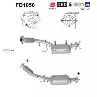 Filtre à particules / à suie, échappement AS FD1056