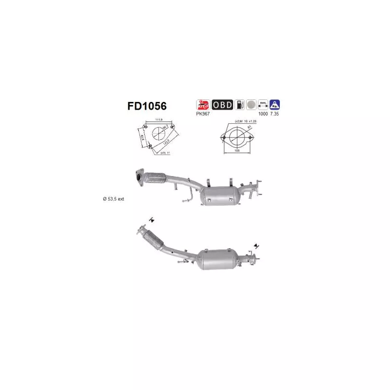 Filtre à particules / à suie, échappement AS FD1056