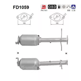 Filtre à particules / à suie, échappement AS FD1059