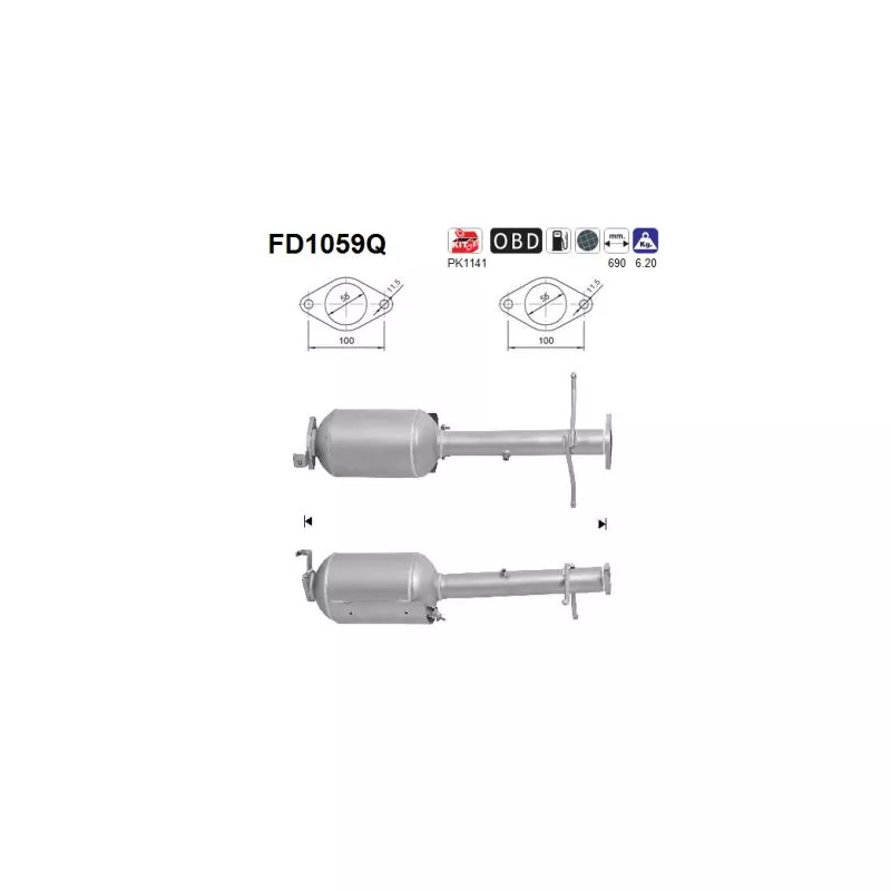Filtre à particules / à suie, échappement AS FD1059Q