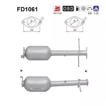 Filtre à particules / à suie, échappement AS FD1061