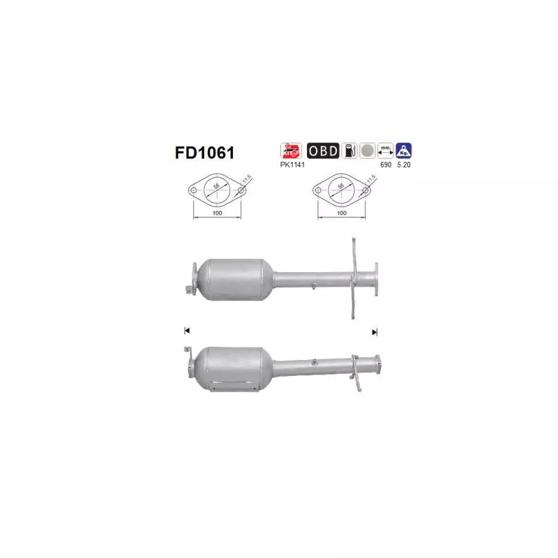 Filtre à particules / à suie, échappement AS FD1061