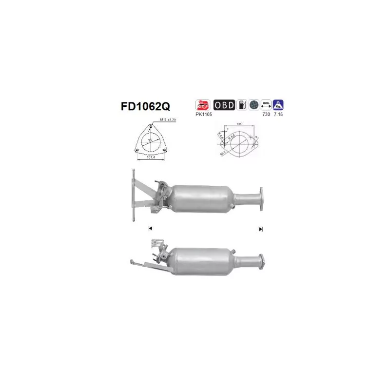 Filtre à particules / à suie, échappement AS FD1062Q