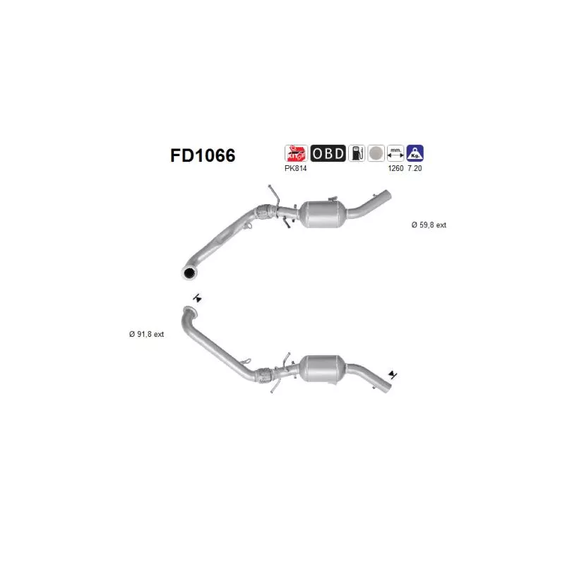 Filtre à particules / à suie, échappement AS FD1066