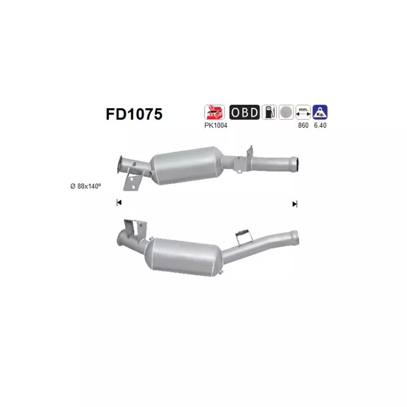 Filtre à particules / à suie, échappement AS FD1075