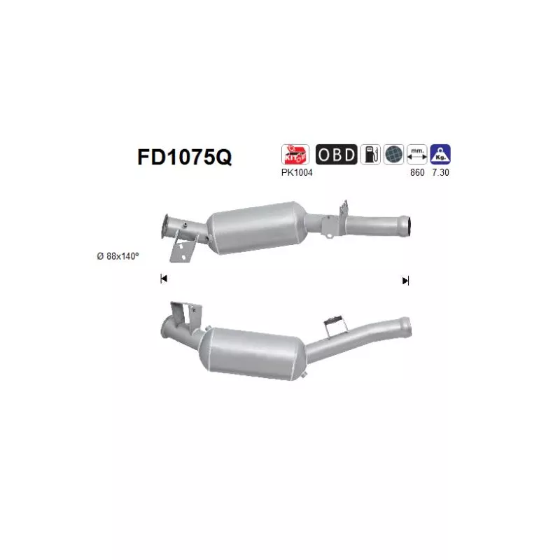 Filtre à particules / à suie, échappement AS FD1075Q