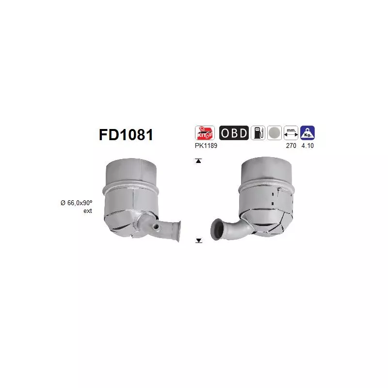 Filtre à particules / à suie, échappement AS FD1081