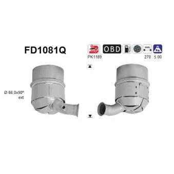 Filtre à particules / à suie, échappement AS FD1081Q