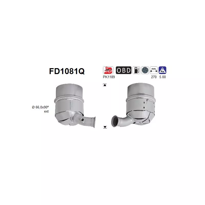 Filtre à particules / à suie, échappement AS FD1081Q