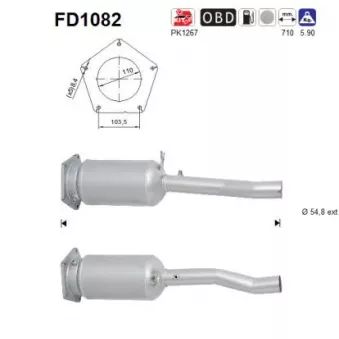 Filtre à particules / à suie, échappement AS FD1082