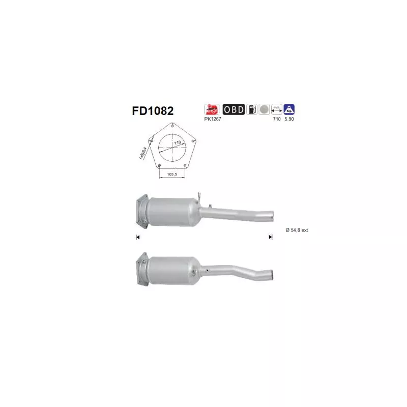 Filtre à particules / à suie, échappement AS FD1082