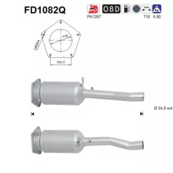 Filtre à particules / à suie, échappement AS FD1082Q