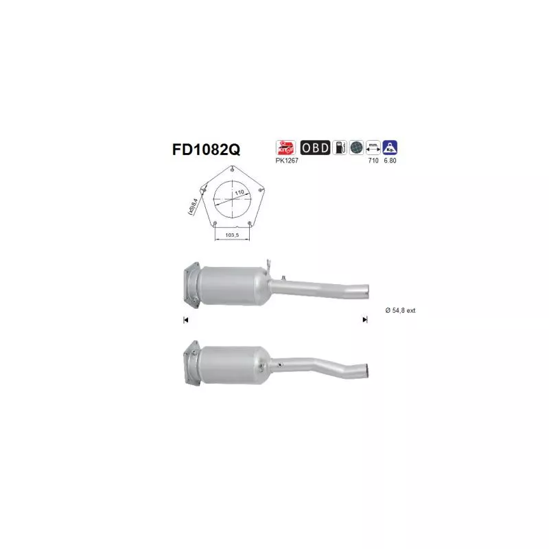 Filtre à particules / à suie, échappement AS FD1082Q