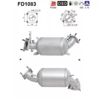 Filtre à particules / à suie, échappement AS FD1083