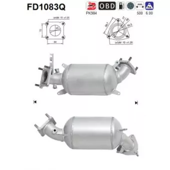 Filtre à particules / à suie, échappement AS FD1083Q