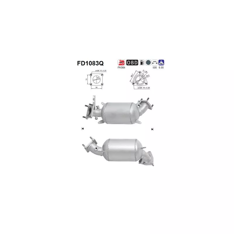 Filtre à particules / à suie, échappement AS FD1083Q