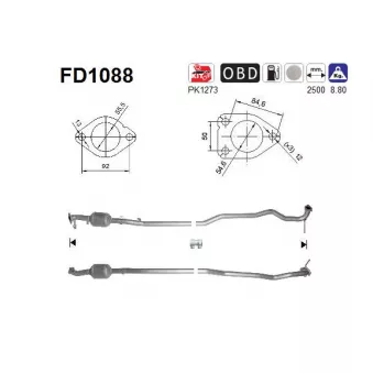 Filtre à particules / à suie, échappement AS FD1088