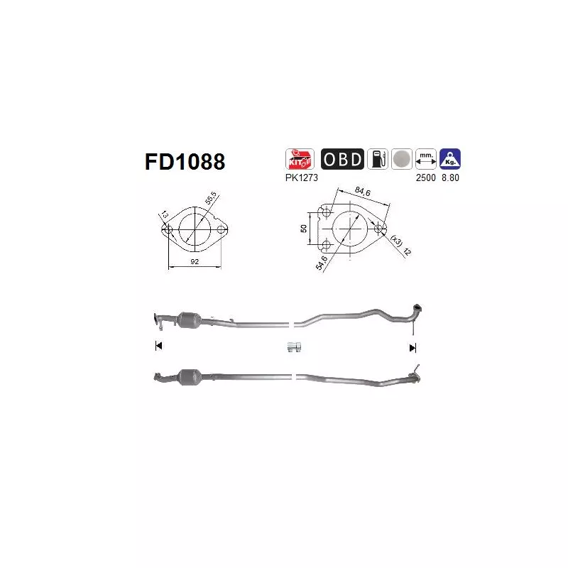 Filtre à particules / à suie, échappement AS FD1088