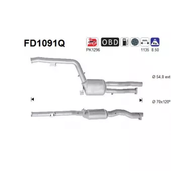 Filtre à particules / à suie, échappement AS FD1091Q