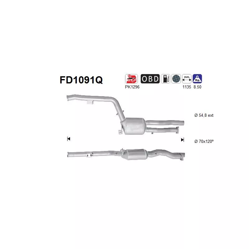 Filtre à particules / à suie, échappement AS FD1091Q