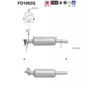Filtre à particules / à suie, échappement AS FD1092Q