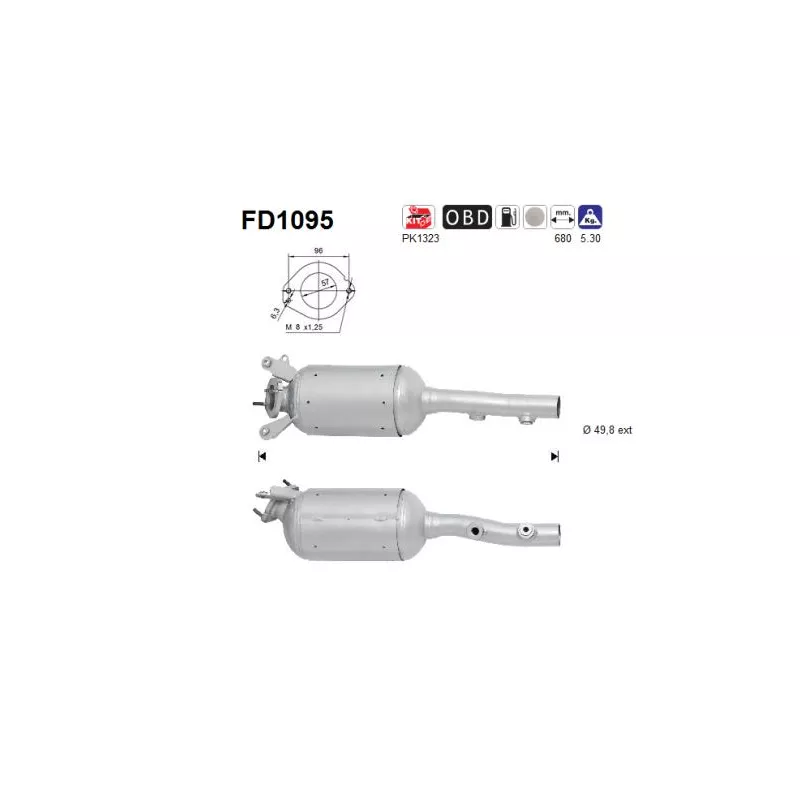 Filtre à particules / à suie, échappement AS FD1095