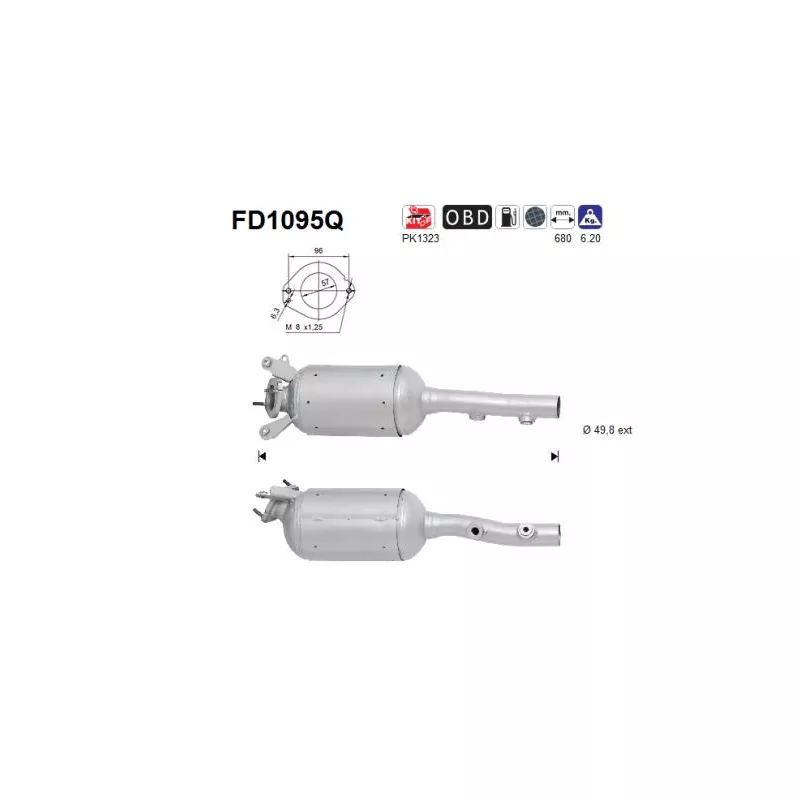 Filtre à particules / à suie, échappement AS FD1095Q