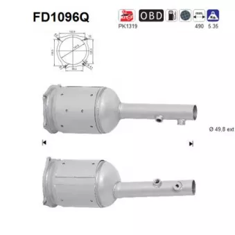 Filtre à particules / à suie, échappement AS FD1096Q
