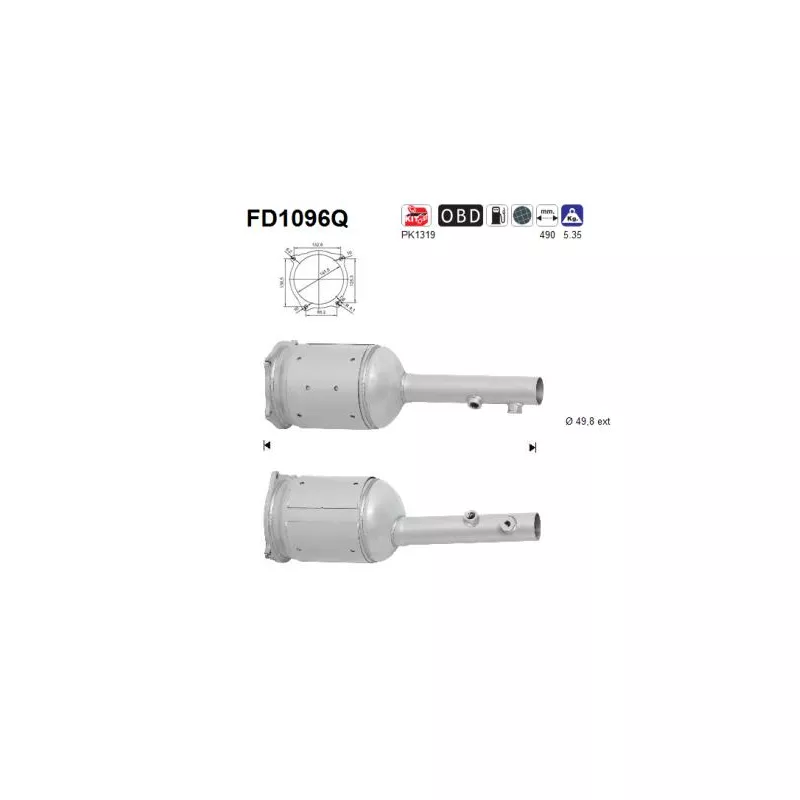 Filtre à particules / à suie, échappement AS FD1096Q